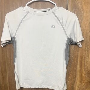 Russell Athletic White and Gray Mesh Top